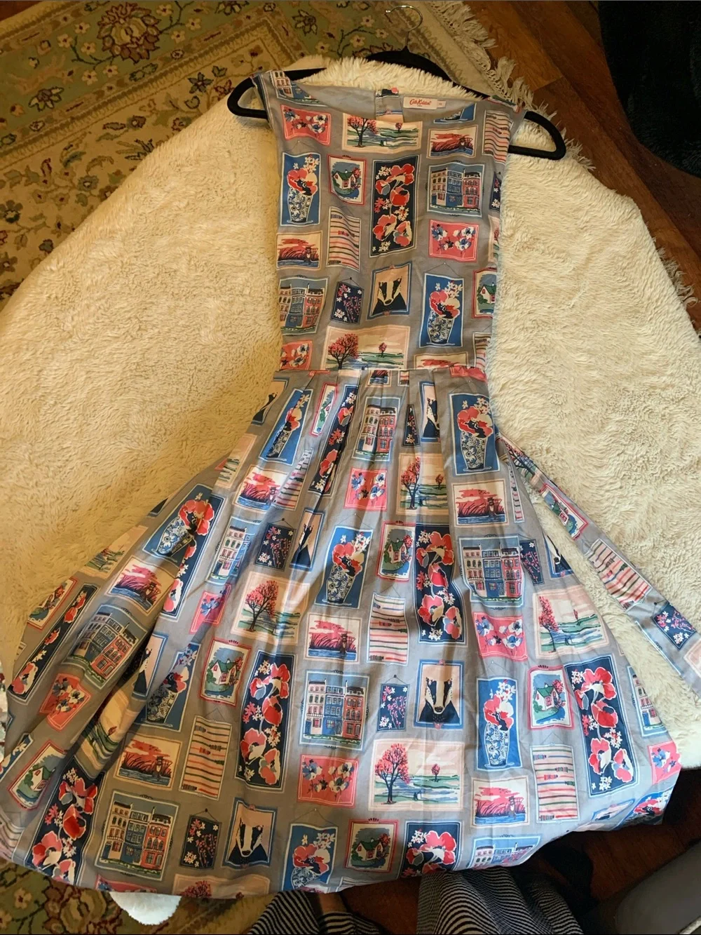 Cath Kidston Floral Patchwork Midi Badgers Tea Dress Rare Print Unique Zip-Up - Picture 3 of 9